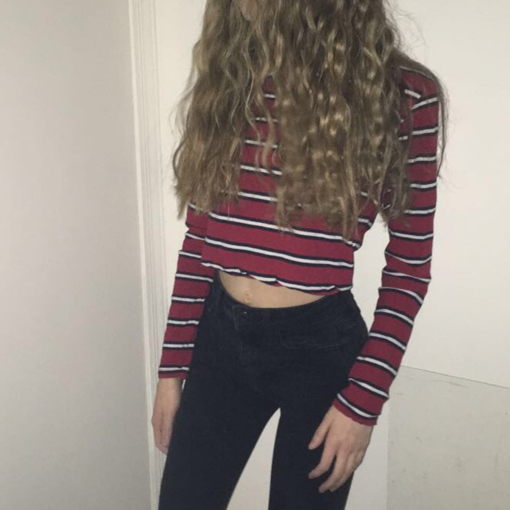 Brandy Melville Red Striped Crop Top